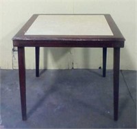 Folding table with wood legs