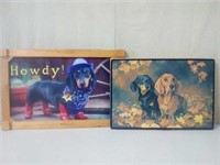 2 PC. Dachshund doormat framed