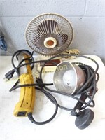 6" desk fan, shop work light & trouble light