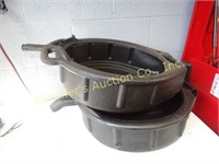 2 large shop plastic oil drain pans