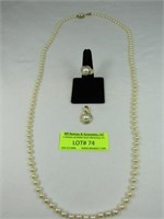 3 Pieces: 36" Pearl Necklace With 14k Gold Clasp,