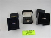 3 Rings Pink And Sapphire Ring Marked 925 -5 Fortn