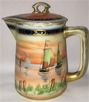 Hand Painted Nippon Porcelain Pitcher With Lid