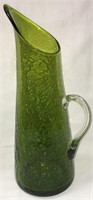 Crackle Glass Green Pitcher