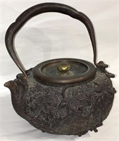 Antique Chinese Tea Pot With Bronze Lid