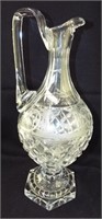 Cut Glass Pitcher With Incised Deer Scene