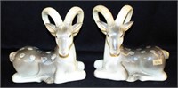 Pair Of F F Japan Hand Painted Deer Figurines