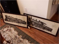 (2) Framed train prints: Dual Purpose Engine