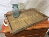 Primitive solid wood serving tray