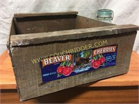 Vintage wooden fruit crate-Beaver Cherries