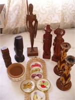 Foreign Wood Carvings, Phillipine Coasters & Bowl