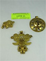 3 Pieces Peruvian And Aztec 3-D Circular Pendant S