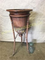 2 pc metal plant stand set--copper look