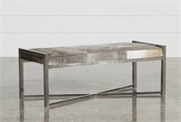 Stainless Steel and Leather Hide Bench