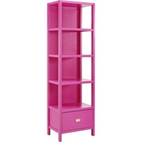 Paige 4 Shelf Bookcase w/ 1 Drawer Raspberry Pink