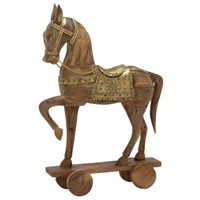 Wooden & Golden Shaded Wood Metal Horse