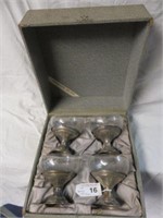 STERLING SILVER CUSTARD CUPS WITH ETCHED