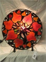 STAINED GLASS PLATE PARLOR LAMP 13"W