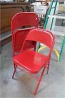 2 Red Folding Chairs