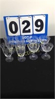 11 Fostoria Etched Crystal Glasses