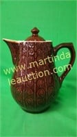 Antique Swirl Tea Pot W/ Pop Spout- Brown
