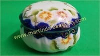 White & Blue Porcelain Floral Trinket Box