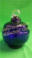 Cobalt Blue Lidded Glass Covered Dish w/ Curled