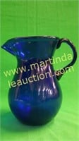Cobalt Blue Glass Pitcher, Applied Handle