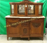 Antique Marble Server/Buffet w Display Top