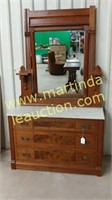 Antique Victorian Wooden, Marble & Burl Wood