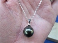 sterling tahitian pearl pendant necklace on 18in