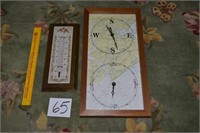 2 Pc. Lot - Wooden Thermometer on Plaque