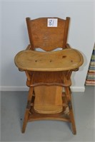 Vintage Wooden Child's High Chair and Potty Chair