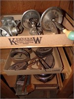 ANTIQUE IRONS, EGG BEATERS, MEAT GRINDERS & MORE