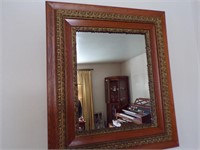 WOOD WALL MIRROR W/ APPLIED MOLDING~27"X30"