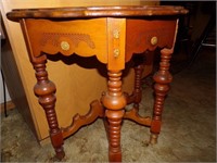 ANTIQUE ORNATE HALF-TABLE IS 24" TALL