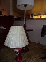 ANTIQUE TABLE LAMP & LAMP W/ BUILT IN TABLE