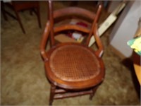ANTIQUE CHAIR W/ WOVEN SEAT IS 29.5" TALL