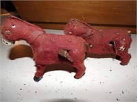 PAIR OD ANTIQUE WIND-UP HORSES~MADE IN JAPAN