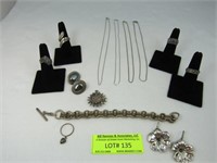 13 Pcs: Silver Jewelry Some Marked Mexico Or 925,