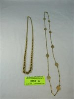 2 Gold Tone Necklaces (not Marked)