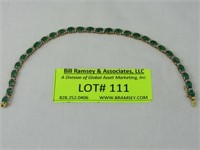 14 K Gold Emerald Diamond Tennis Bracelet (stones