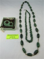 3 Pcs: 14k Carved Natural Jade Wire Hoop Earrings,