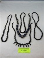 5 Necklaces: 20" Hematite Stone And Beads, 4 Othe