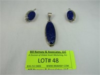 3 Pieces Silver Pendant And Earring Set All Marked