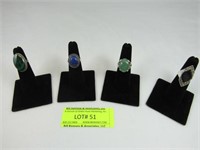 4 Silver Rings - 1 Marked 925 With Lapis Stone, 1
