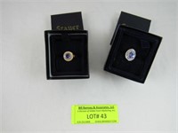 2 Rings 18 K Gold With Blue Stone, Diamond Accents