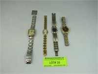 4 Ladies Watches Gold Tone Seiko, Faux Rolex With