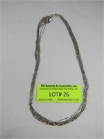 18" Silver Multiple Chain Necklace Marked 925