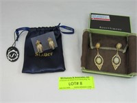 2 Pair Earrings: 18k Gold Over Silver With Rhodoli